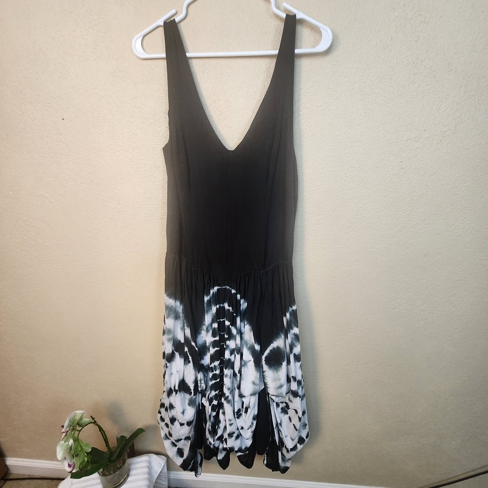 Chelsea & Theodore Black White Tye Dye Festival Dress Large NWT (5639)